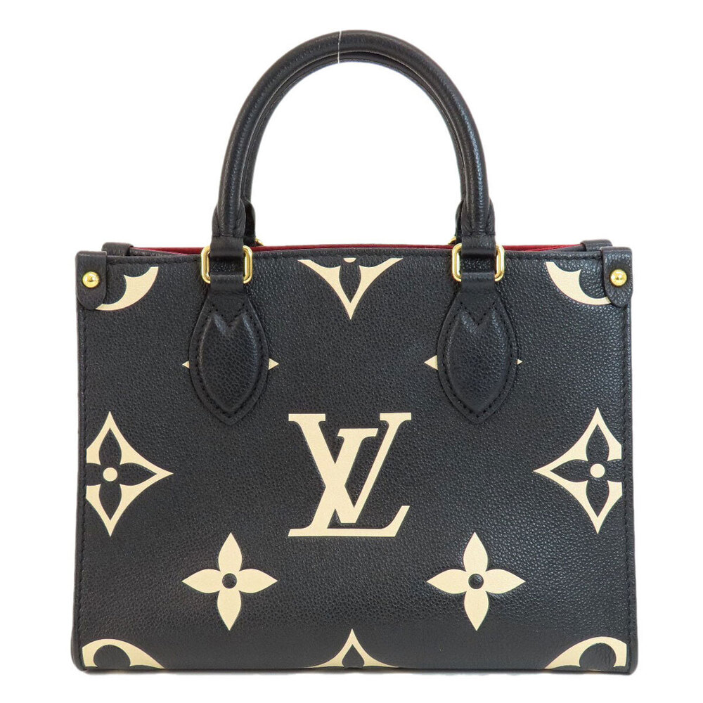 Louis Vuitton Black OnTheGo Handbag Beige Empreinte Black Tan